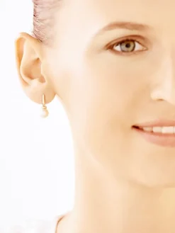 Złote kolczyki z perłami i cyrkoniami