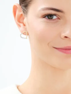 Złote kolczyki ze szkłem szlifowanym - serca