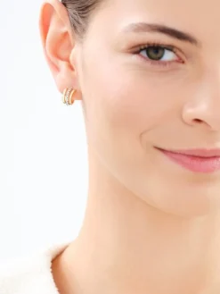 Złote kolczyki ze szkłem szlifowanym