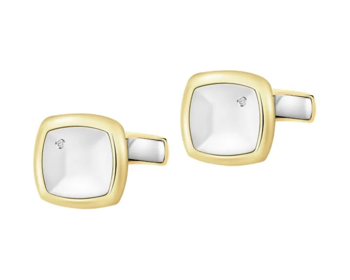 Złote spinki do mankietów z cyrkoniami