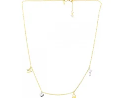 Złoty naszyjnik - aniołek, serce, kłódka, kluczyk