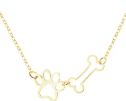 Złoty naszyjnik - kość, łapka