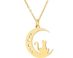 Złoty naszyjnik - Księżyc, kot