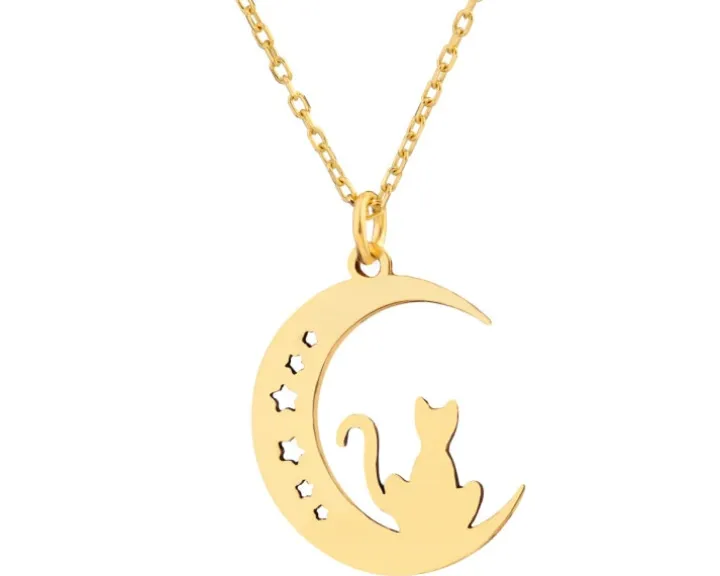 Złoty naszyjnik - Księżyc, kot