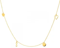 Złoty naszyjnik - nieskończoność, serce, kółko