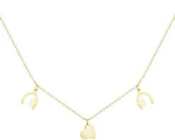 Złoty naszyjnik - podkowy, serca