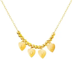 Złoty naszyjnik - serca, love