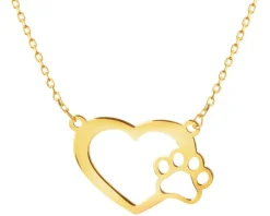 Złoty naszyjnik - serce, łapka