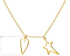 Złoty naszyjnik - serce, gwiazda