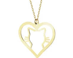 Złoty naszyjnik - serce, kot