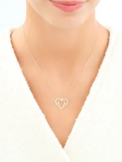 Złoty naszyjnik - serce, kot