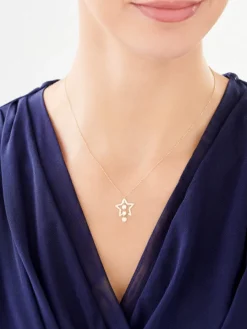Złoty naszyjnik, ankier - gwiazda, koła