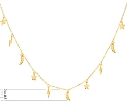 Złoty naszyjnik, ankier - gwiazdy, Księżyce, pioruny