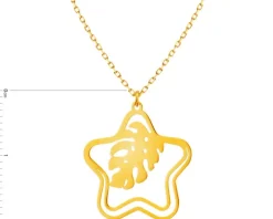 Złoty naszyjnik, ankier - gwiazda, monstera