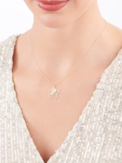 Złoty naszyjnik, ankier - gwiazda, monstera