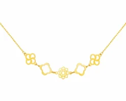 Złoty naszyjnik, ankier - koniczyny, rozeta