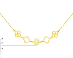 Złoty naszyjnik, ankier - koniczyny, rozeta