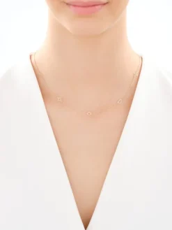 Złoty naszyjnik, ankier - koniczyny, serce, kwiaty