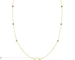 Złoty naszyjnik, ankier - koniczyna, kulki