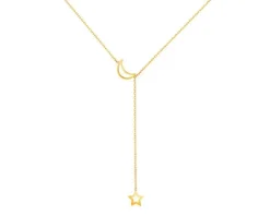 Złoty naszyjnik, ankier - Księżyc,  gwiazda