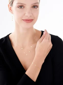 Złoty naszyjnik, ankier - Księżyc, gwiazdy, serca