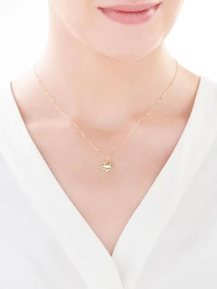 Złoty naszyjnik, ankier - kwiat lotosu