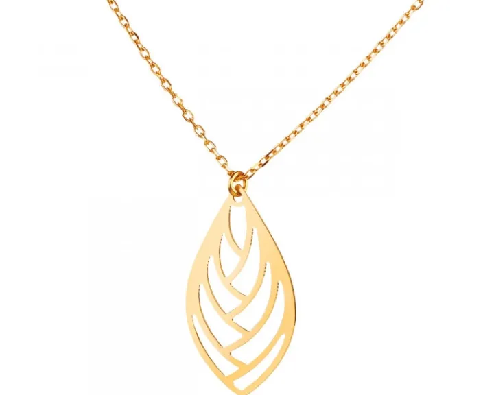 Złoty naszyjnik, ankier - liść