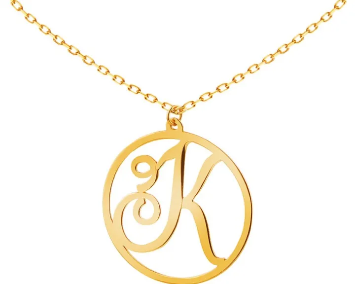 Złoty naszyjnik, ankier - litera K