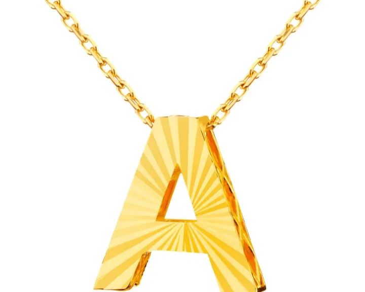 Złoty naszyjnik, ankier - litera A
