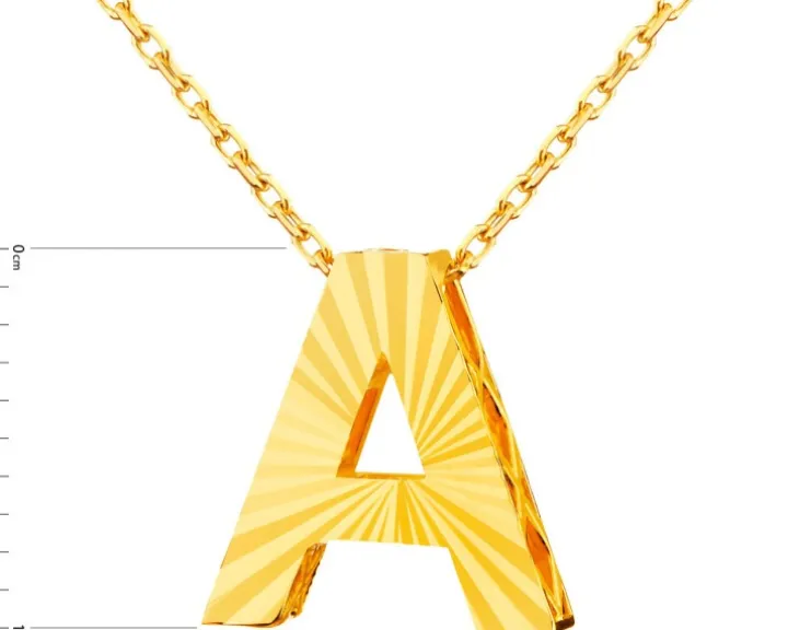 Złoty naszyjnik, ankier - litera A