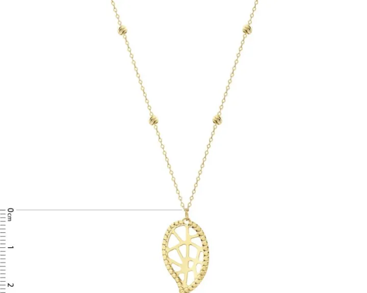 Złoty naszyjnik, ankier - liść