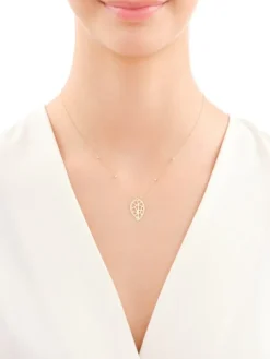 Złoty naszyjnik, ankier - liść