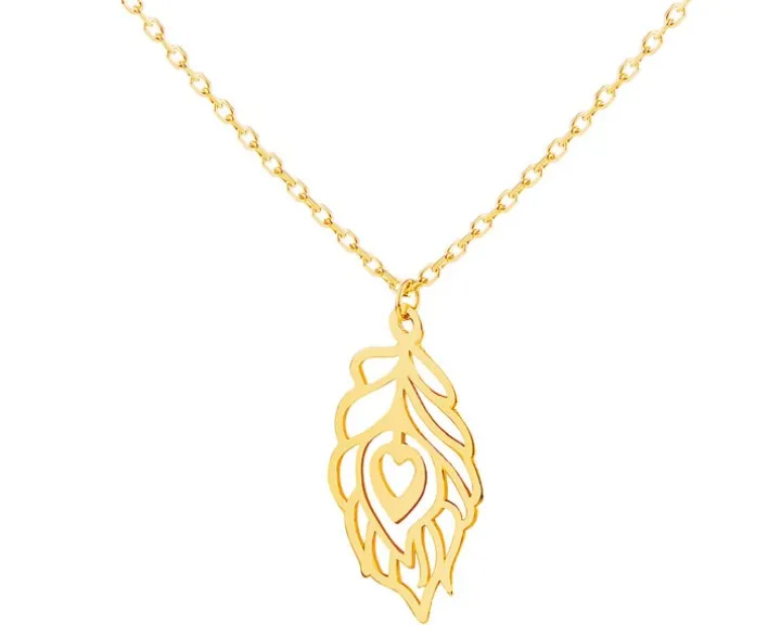 Złoty naszyjnik, ankier - liść