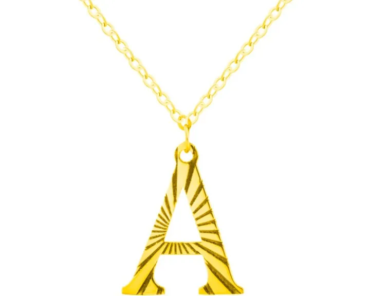 Złoty naszyjnik, ankier - litera A