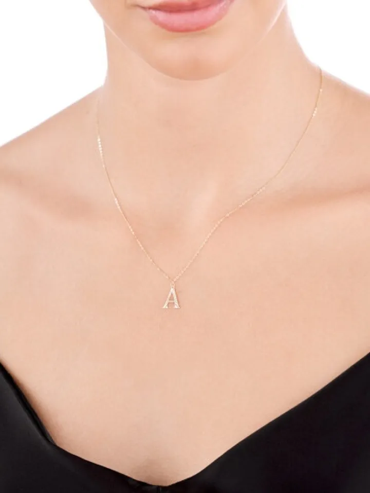 Złoty naszyjnik, ankier - litera A
