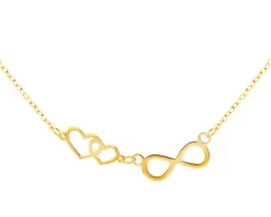Złoty naszyjnik, ankier - nieskończoność, serca