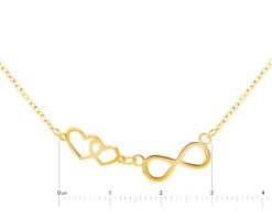 Złoty naszyjnik, ankier - nieskończoność, serca