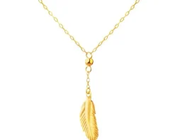 Złoty naszyjnik, ankier - piórko