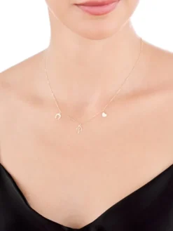 Złoty naszyjnik, ankier - podkowa, koń, serce