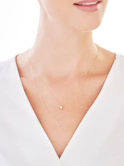 Złoty naszyjnik, ankier - serce, kulka