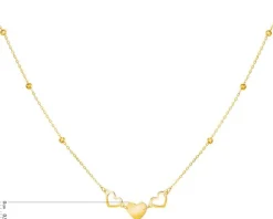 Złoty naszyjnik, ankier - serca, kulki