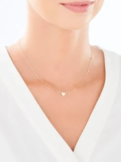 Złoty naszyjnik, ankier - serca, kulki