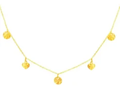 Złoty naszyjnik, ankier - serca, koła