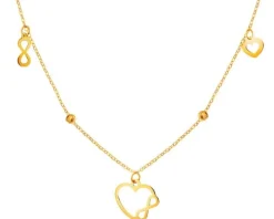 Złoty naszyjnik, ankier - serca, nieskończoności