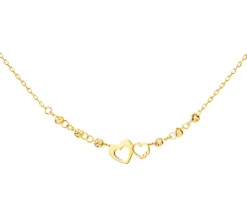 Złoty naszyjnik, ankier - serca, nieskończoność