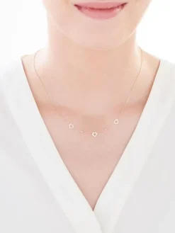 Złoty naszyjnik, ankier - serca, kulki