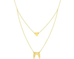 Złoty naszyjnik, ankier - serce, skrzydła