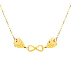 Złoty naszyjnik, ankier - serca, nieskończoność
