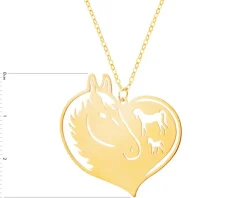 Złoty naszyjnik, ankier - serce, konie