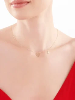 Złoty naszyjnik, ankier - serce, koń, koniczyna